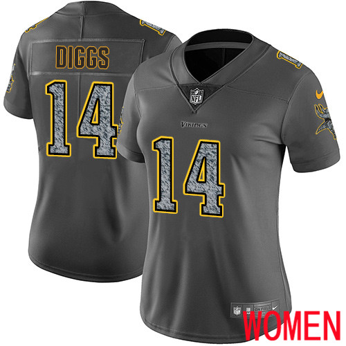 Minnesota Vikings #14 Limited Stefon Diggs Gray Static Nike NFL Women Jersey Vapor Untouchable